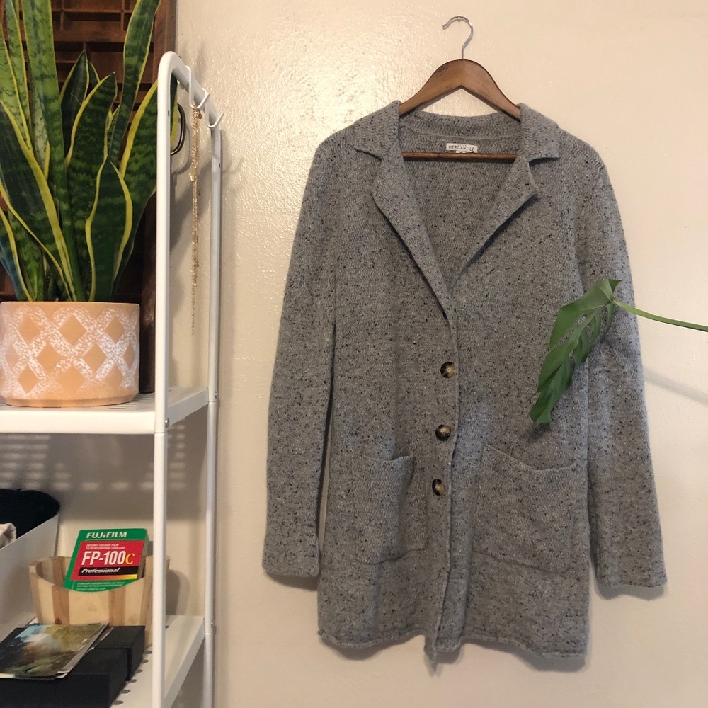 J.Crew Mercantile Lambs Wool Cardigan Sweater Jacket in Grey